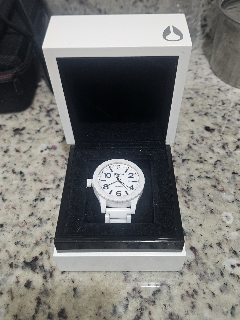 Nixon 51-30 White Ceramic Swiss Automatic Men’s Watch With Elite Box.